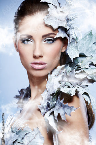 Photo: close up portrait of winter woman close up portrait of winter woman