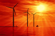 Wind power under sunset