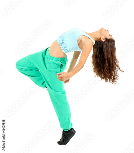 Photo: young modern dancer posing, isolated on white young modern dancer posing, isolated on white