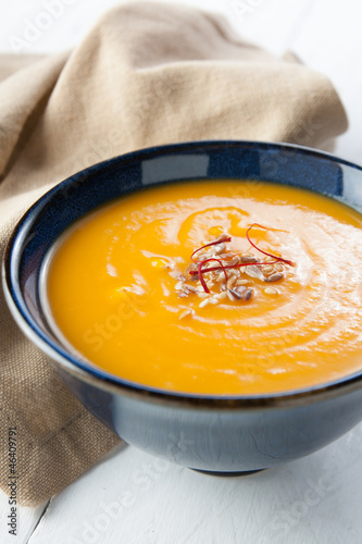 Photo: cream of pumpkin with affron and seeds cream of pumpkin with affron and seeds