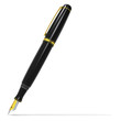 Illustration: Signing.Side view of a Fountain Pen standing on the tip. Signing.Side view of a Fountain Pen standing on the tip.