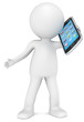 Illustration: 3D little human character holding a Smart Phone.App Icons. 3D little human character holding a Smart Phone.App Icons.