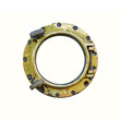 Old golden porthole isolated on white