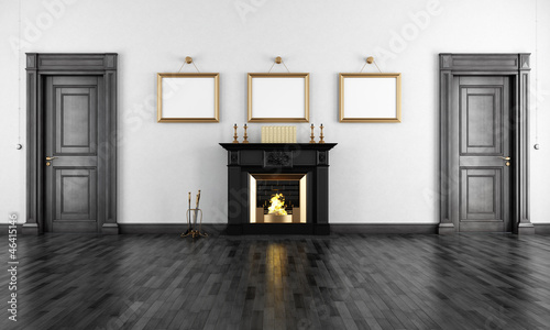 Illustration: Vintage livingroom with fireplace Vintage livingroom with fireplace