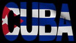 Cuba text with fluttering flag animation