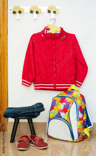 Photo: Children's clothes, backpack, shoes Children's clothes, backpack, shoes