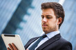 Businessman using a tablet