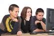 Photo: Young shocked Caucasian people and computer Young shocked Caucasian people and computer