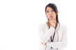 attractive asian businesswoman on white background