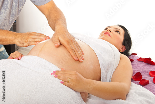 Photo: Pregnant woman at massage Pregnant woman at massage