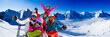 Ski, snow, sun and winter fun - happy family ski team