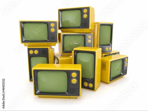 Illustration: Heap of vintage tv. Heap of vintage tv.