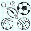 Vector: Sport ball hand draw on graph paper. Sport ball hand draw on graph paper.
