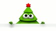 Christmas tree with white board - 3d animation
