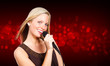 Photo: freundliche junge frau beim singen freundliche junge frau beim singen