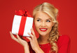 Lovely Woman In Red Dress With...