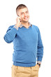 Photo: Smiling guy talking on a mobile phone Smiling guy talking on a mobile phone