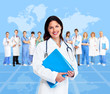 Doctor woman with a medical team. Health care.