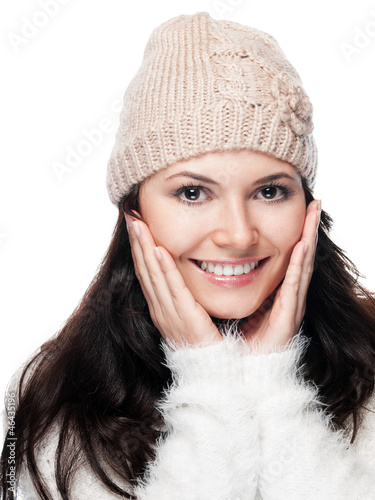 Photo: Pretty young woman with hat - isolated Pretty young woman with hat - isolated