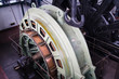 Old electric motor of the elevator for a mine shaft