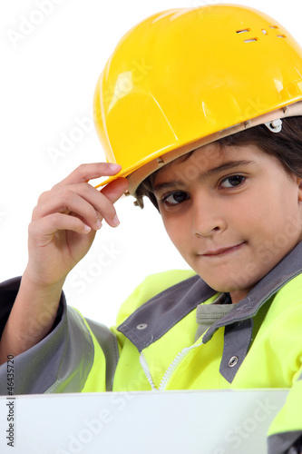 Photo: Young boy in a construction costume Young boy in a construction costume
