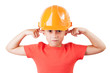 Little girl in a protective helmet