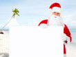 Santa claus with banner.