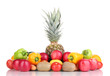 Composition with vegetables and fruits isolated on white