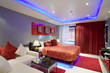 Photo: Panoramic view of nice stylish modern bedroom Panoramic view of nice stylish modern bedroom