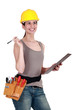 Construction worker with a clipboard