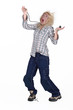 Funny electrocuted woman