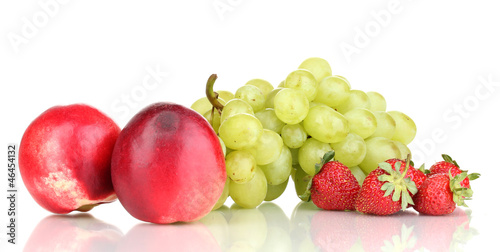Photo: Mix of ripe sweet fruits and berries isolated on white Mix of ripe sweet fruits and berries isolated on white