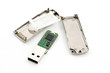 Crashed usb flash memory, isolated on white background
