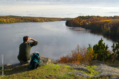 Photo: Man enjoy the lake view Man enjoy the lake view