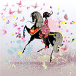 Vector: Beautiful Girl riding a horse Beautiful Girl riding a horse