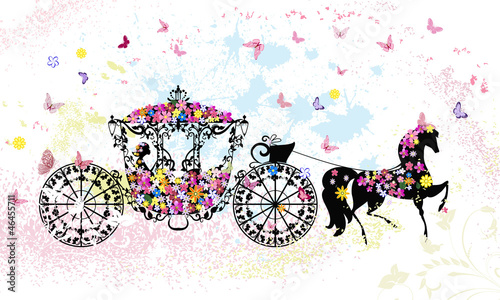 Vector: vintage floral carriage vintage floral carriage