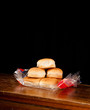 Hamburger buns on black