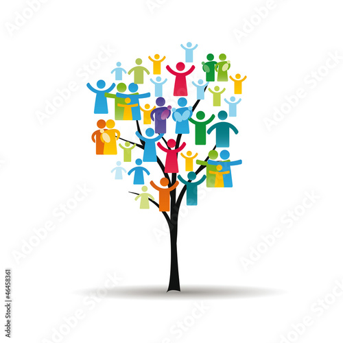 Illustration: People pictograms on tree People pictograms on tree