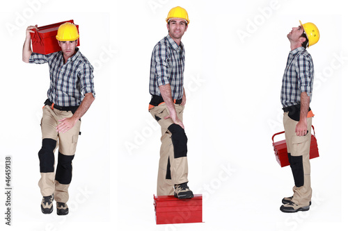 Photo: Builder posing with a toolbox Builder posing with a toolbox