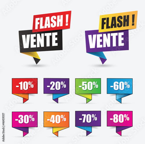 Vector: soldes, réduction, étiquettes promo, vente flash soldes, réduction, étiquettes promo, vente flash