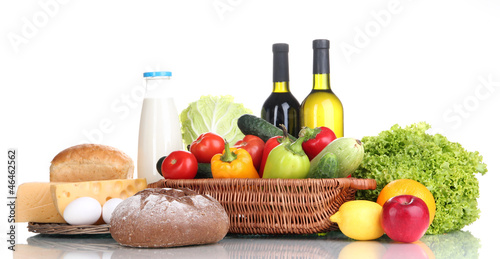 Photo: Composition with vegetables and fruits in wicker basket Composition with vegetables and fruits in wicker basket
