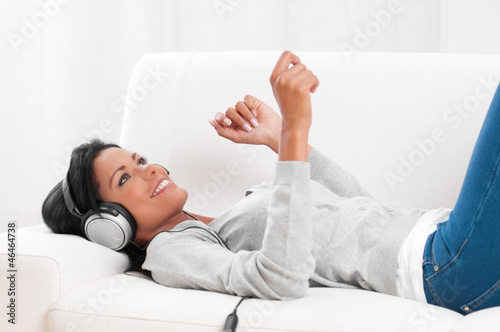 Photo: Listening music at home Listening music at home