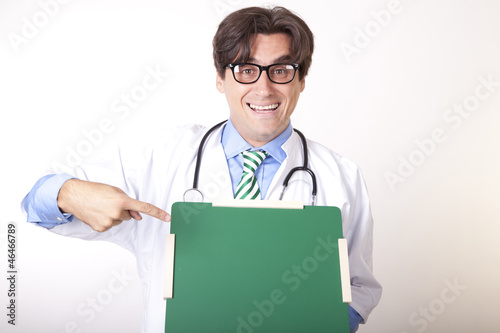 Photo: Young doctor with green board Young doctor with green board