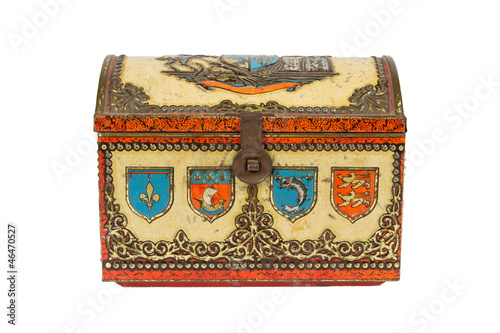 Photo: Very old metal chest, isolated Very old metal chest, isolated