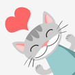 Romantic card with cute kitty
