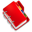 Vector: Red folder with colorful bookmarks icon Red folder with colorful bookmarks icon
