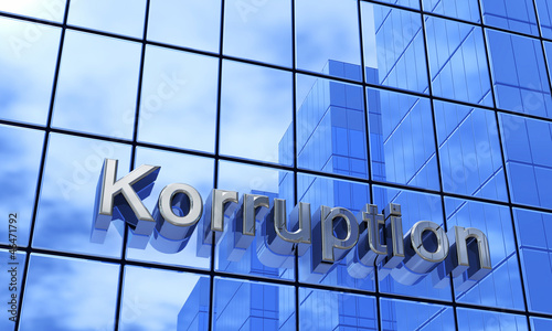 Illustration: 3D Fassaden Text Konzept - Korruption 3D Fassaden Text Konzept - Korruption