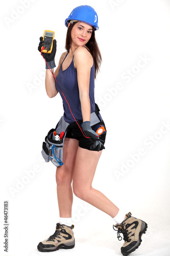 Photo: Attractive taking electrical reading Attractive taking electrical reading