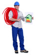 A plumber holding a diagram.