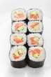 fresh sushi on white background